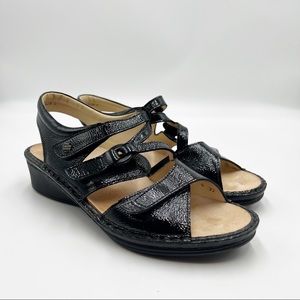 Finn Comfort Sassari Black Leather Women's Strappy Sandal Size UK 6